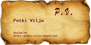 Petki Vilja névjegykártya